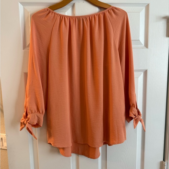 I.N. Studio Coral Off-Shoulder Buttoned Blouse - Picture 6 of 6